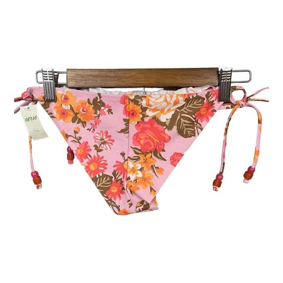 Aerie Printed Ruffle Tie Cheekier Bikini Bottom in Country Pink Size S NWT - Picture 8 of 12